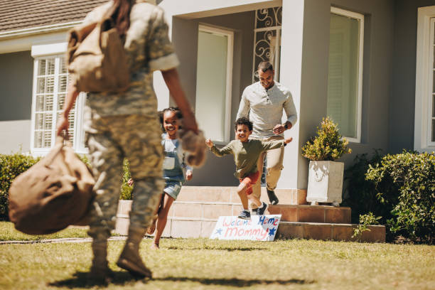 Service member returning home to family